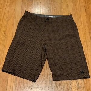 EUC men’s Ripcurl brown plaid board hybrid shorts - 31